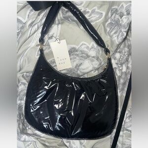 A New Day Black Vinyl Shoulder Bag